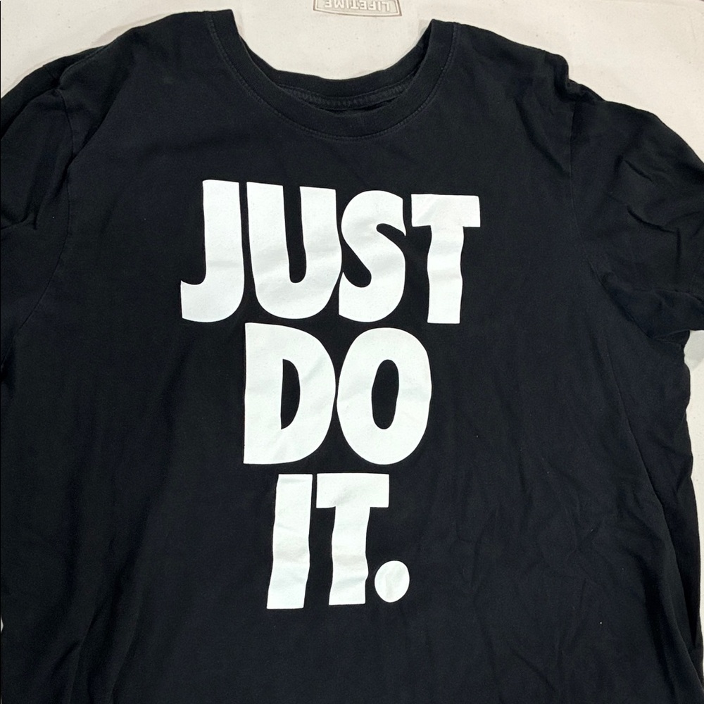 Nike Black Tee with White Logo - Picture 1 of 4